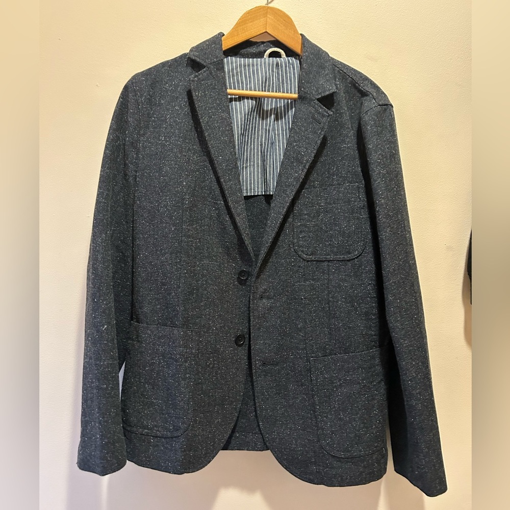 The Hillside x GQ x Gap Tweed Navy Herringbone Suit Blazer Medium Fall 2015